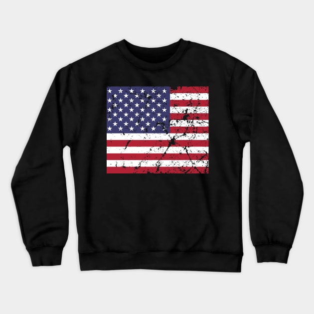 USA Flag distressed and grunge style Crewneck Sweatshirt by FancyTeeDesigns